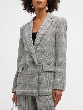 Arias Plaid Double-Breasted Blazer